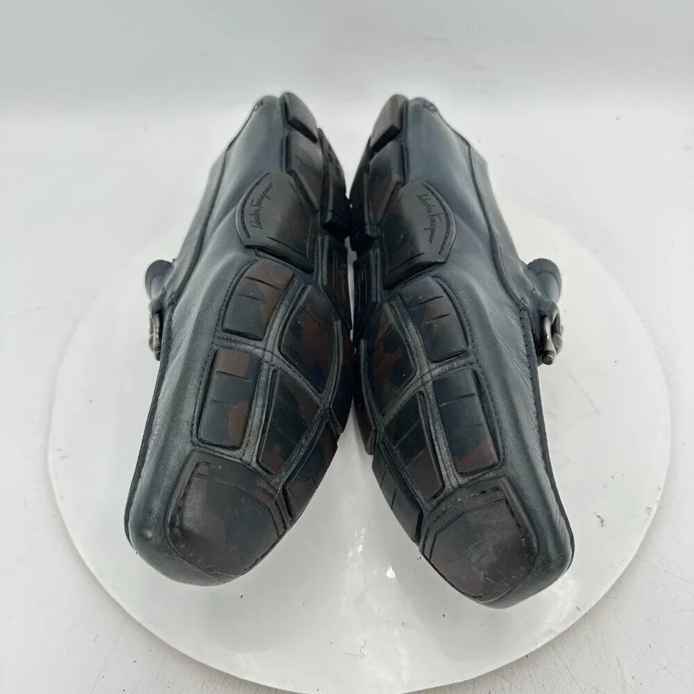 Salvatore Ferragamo Men Size 8.5EE Dark Green Leather Horsebit Loafer Shoes